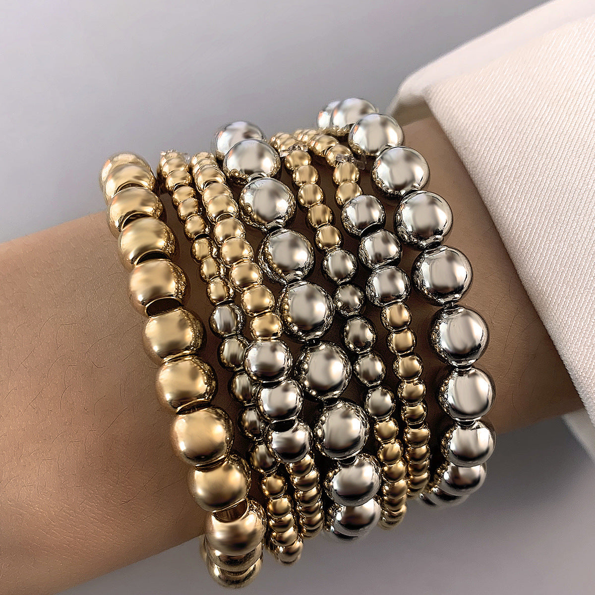 Wholesale punk style exaggerated round bead chain bracelet